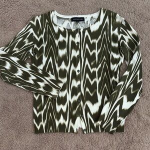 Green and White Patterned Sweater